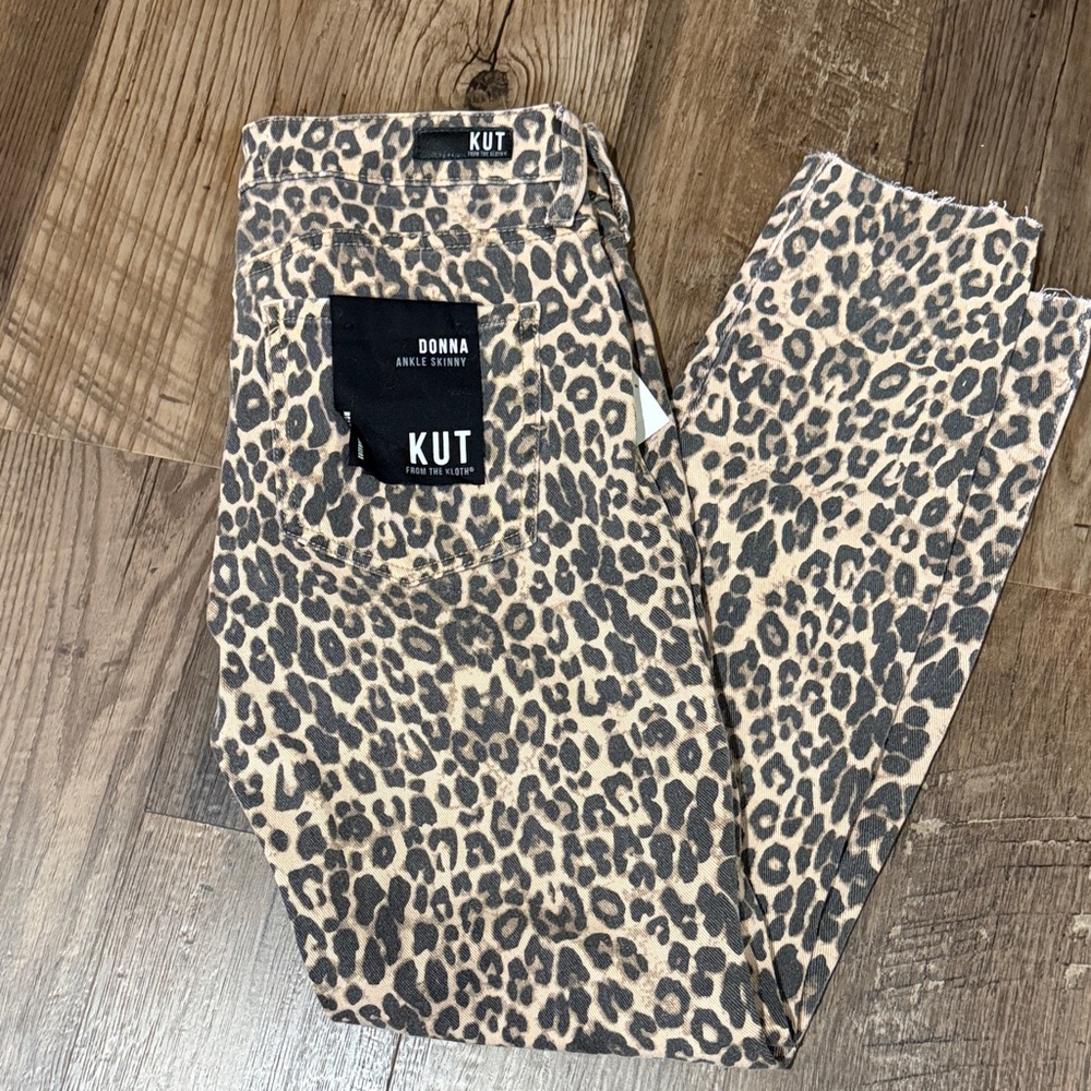 Kut from the Kloth Donna skinny Leopard Ankle Skinny Jeans NWT size 4